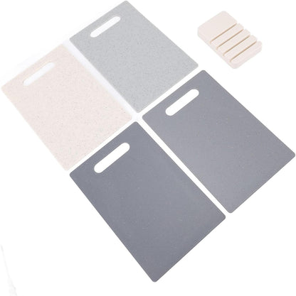 4 Piece Color Coded Cutting Board Set, Non Slip Kitchen Chopping Boards with Holder Stand, Dishwasher Safe Food Grade PP Plastic for Meat Fish Vegetables