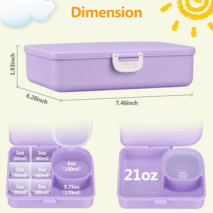 JOOPETALK Kids Snackle Lunch Box with Leak-Proof Snack Container, 8 Compartments with Detachable Dividers, BPA-Free, Dishwasher Safe – Bento Box for School & Travel(Blue)