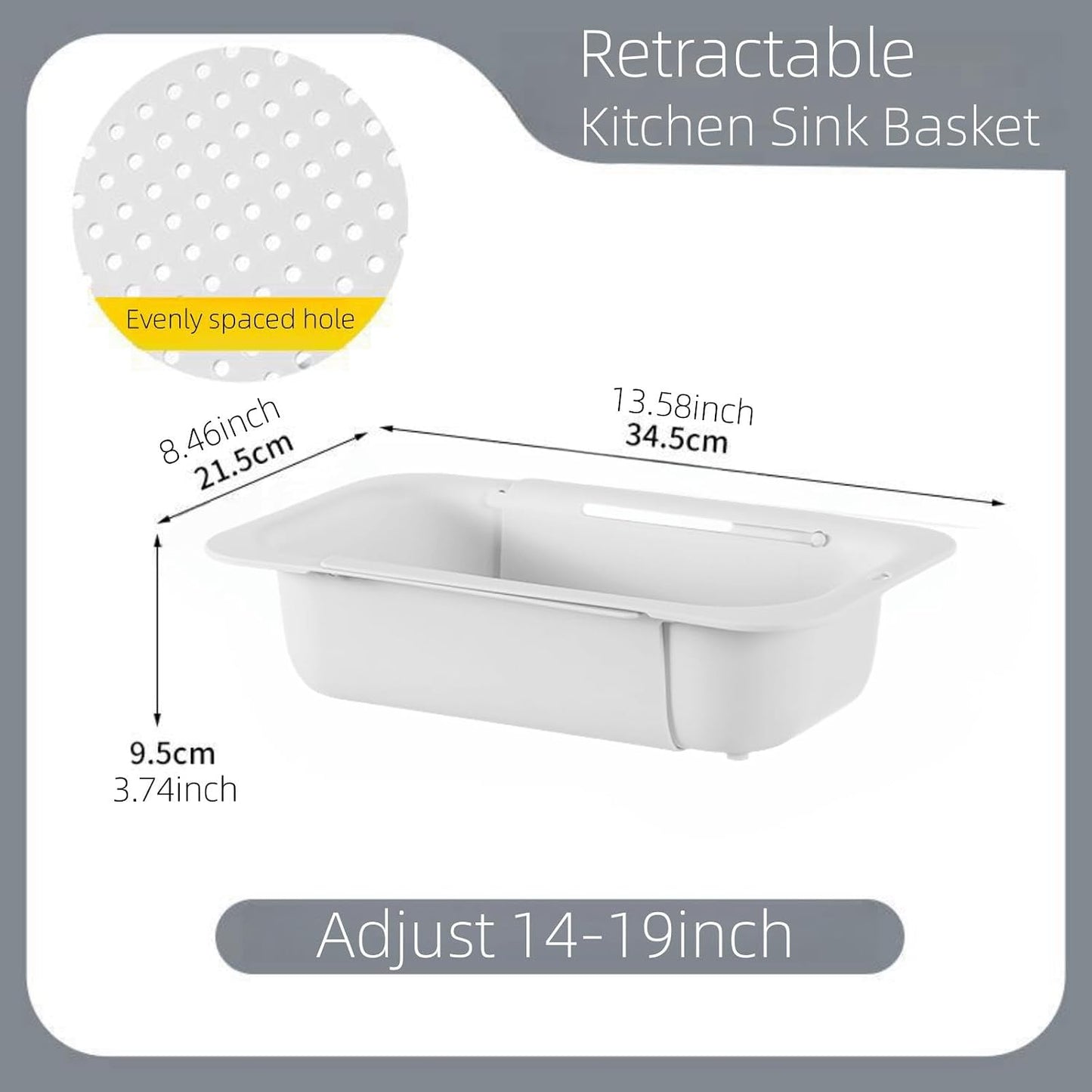 Extendable Over the Sink Colander Strainer Basket, Plastic Retractable Kitchen Sink Basket - Wash Vegetables, Fruits, Drain Pasta and Dry Dishes L (black XL)