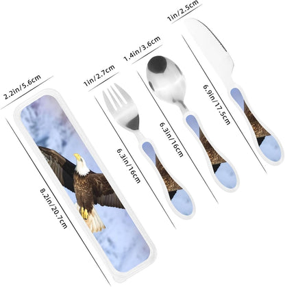 3-Piece Kids Silverware Set With Storage Case, Stainless Steel Reusable Children Safe Knife Spoon Fork Set Ocean Sea Animal Shark Children Flatware Set For Kids Lunch Box