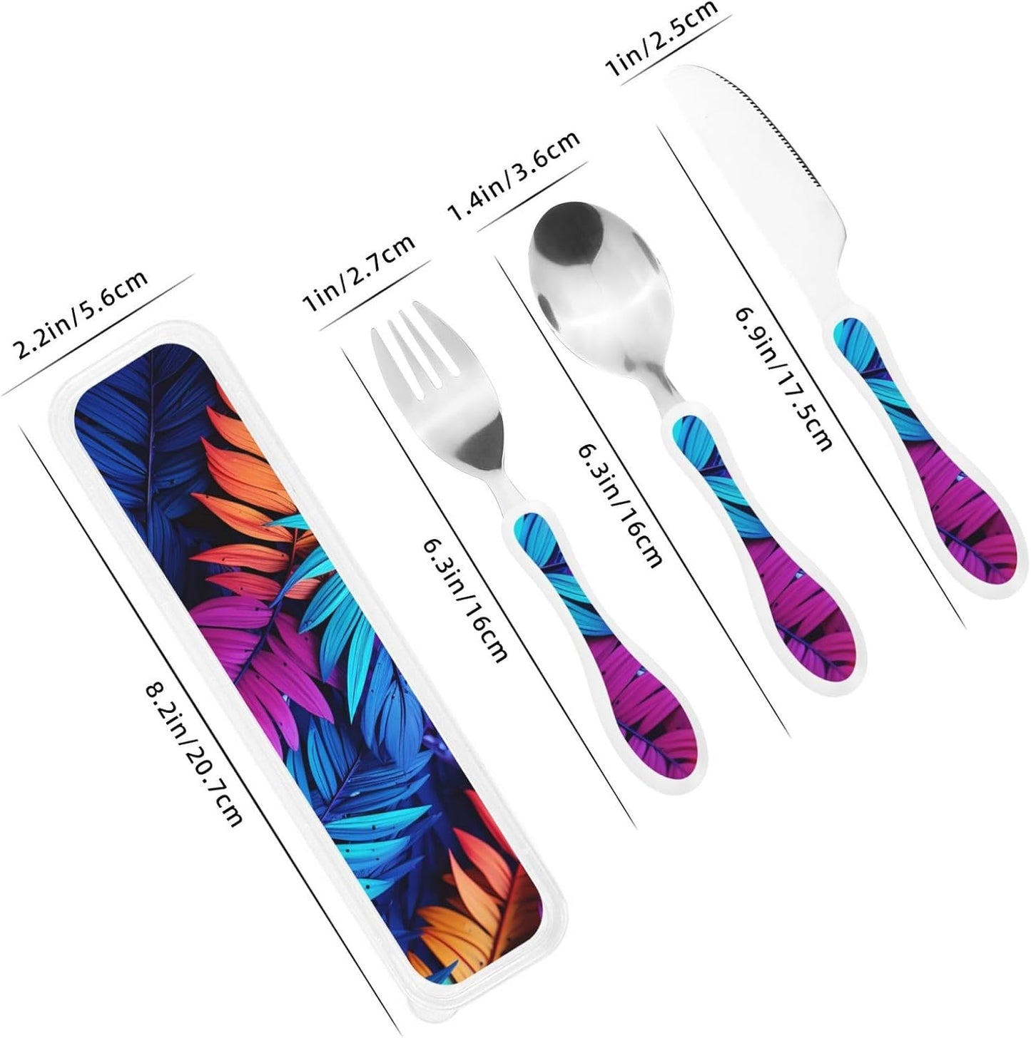 3-Piece Kids Silverware Set With Storage Case, Stainless Steel Reusable Children Safe Knife Spoon Fork Set Classy Flowers Children Flatware Set For Kids Lunch Box