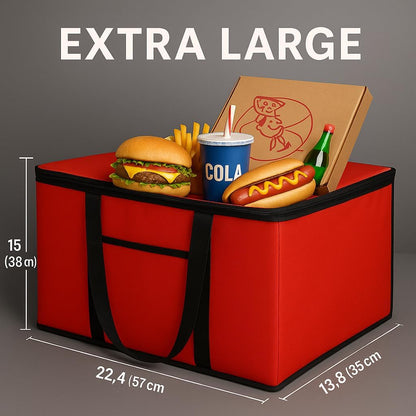 musbus Extra large XXXL Insulated Food Delivery Bag Cooler Bags Keep Food Warm Catering Therma Catering Bag for doordash 22x14x13 Cooler Bags Therma Shopper hot warming RED Pizza BLACK