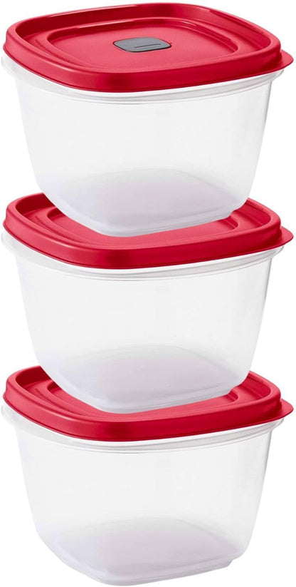 Tribello 16-Piece BPA-Free Plastic Food Storage Set, Red Vented Lids - Microwave, Dishwasher Safe: Perfect for Meal Prep, Leftovers, and Kitchen Organization