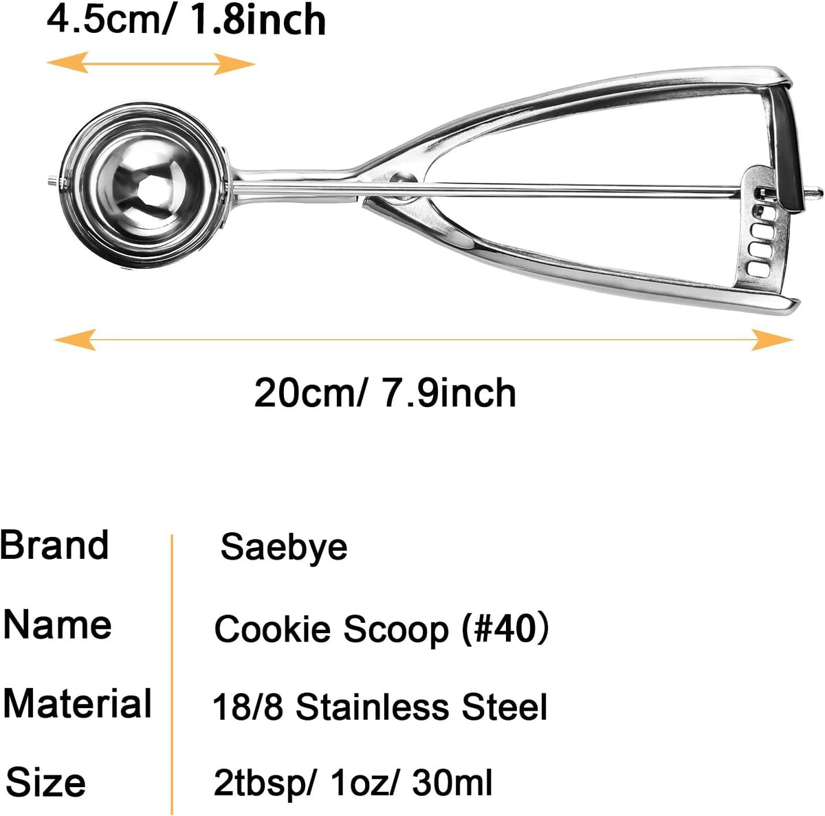 Saebye 4 oz Scoop, Large Ice Cream Scoop with Trigger, #8 Cookie Scoop,