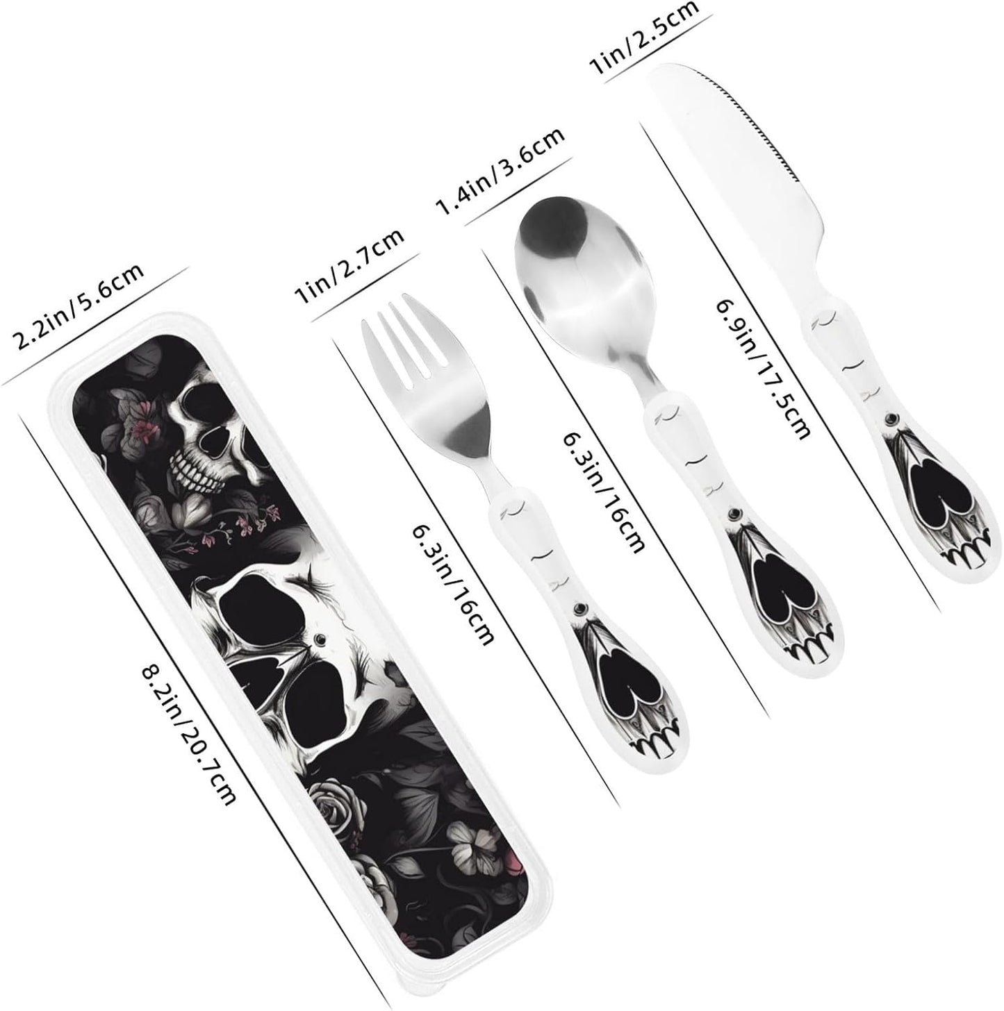 3-Piece Kids Silverware Set With Storage Case, Stainless Steel Reusable Children Safe Knife Spoon Fork Set Black And White Grid Children Flatware Set For Kids Lunch Box