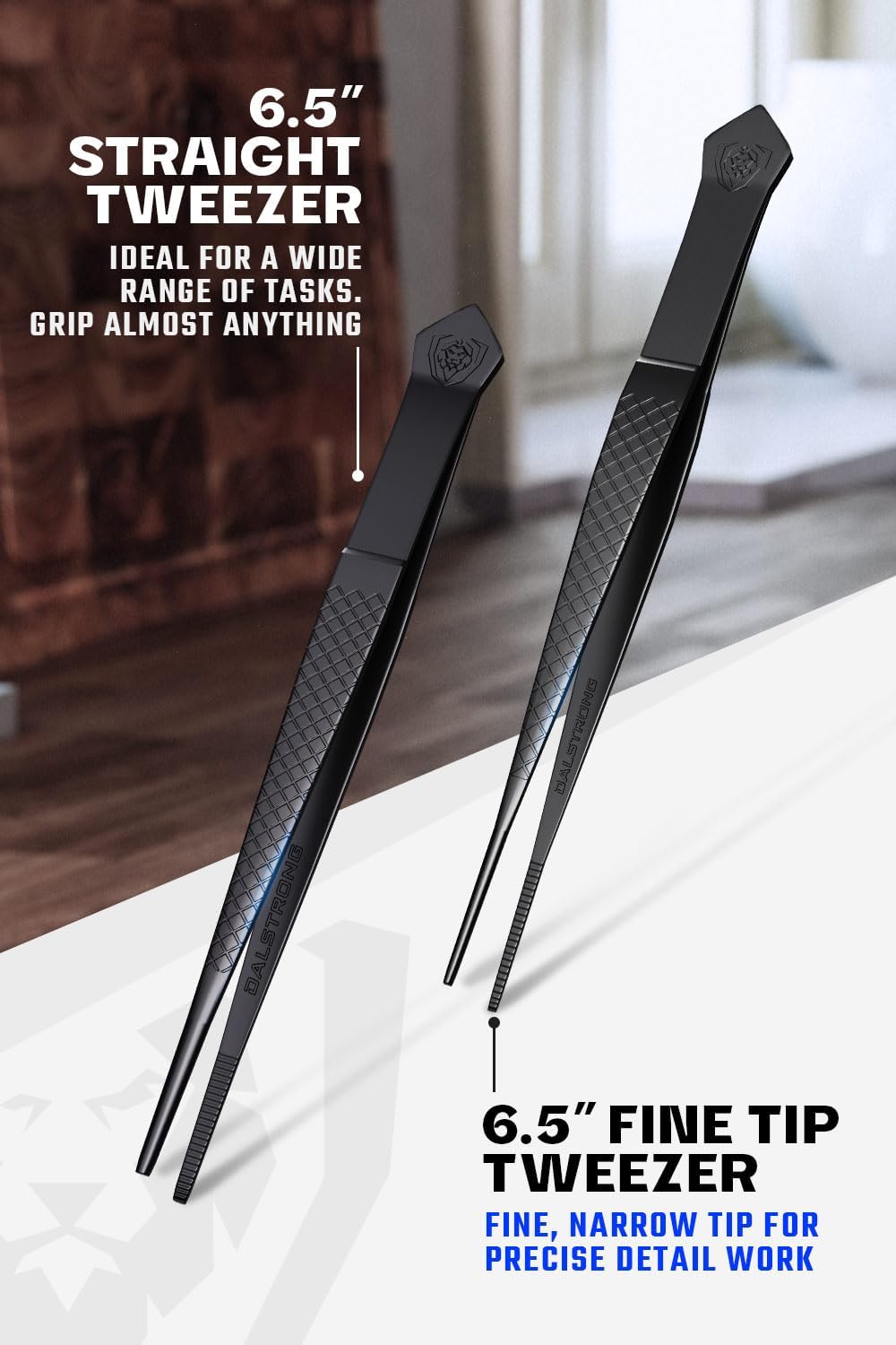 DALSTRONG Chef Tweezers Professional Kitchen Tongs- 12" high-precision Tweezer Tongs for Cooking - Stainless Steel Black w/vTitanium Coating -BBQ, Plating, Multi-use