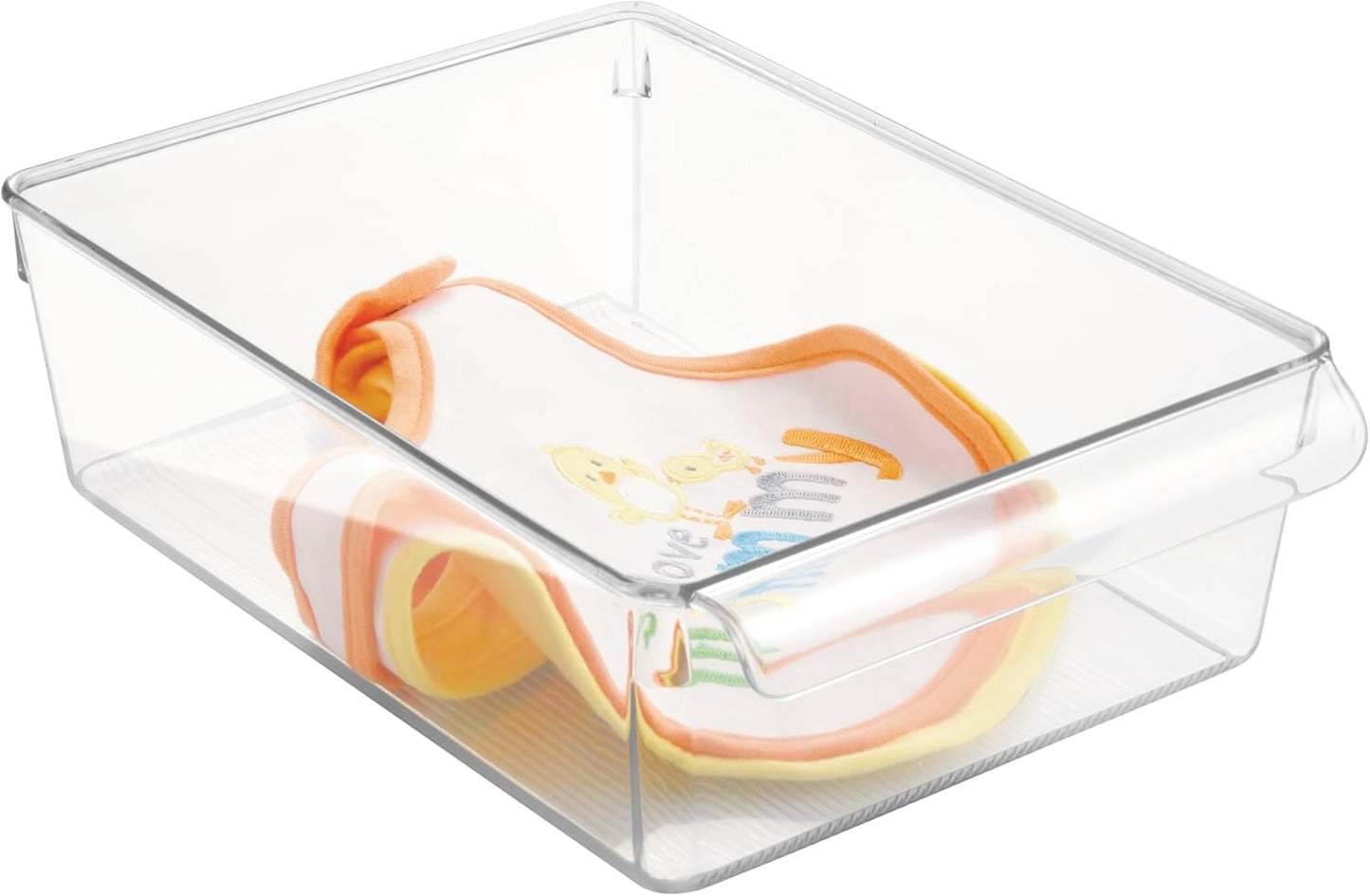 iDesign Fridge Storage Bin with Handle, Set of 2, Clear | Fridge Tray, For Cheeses and Snacks