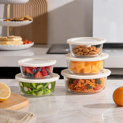 Urban Green Glass Food Storage Containers with Glass Lids, Microwave Safe Food Container Set, Aitight Meal Prep Container Set, LeakProof, 100% Plastic Free, 6 Pack