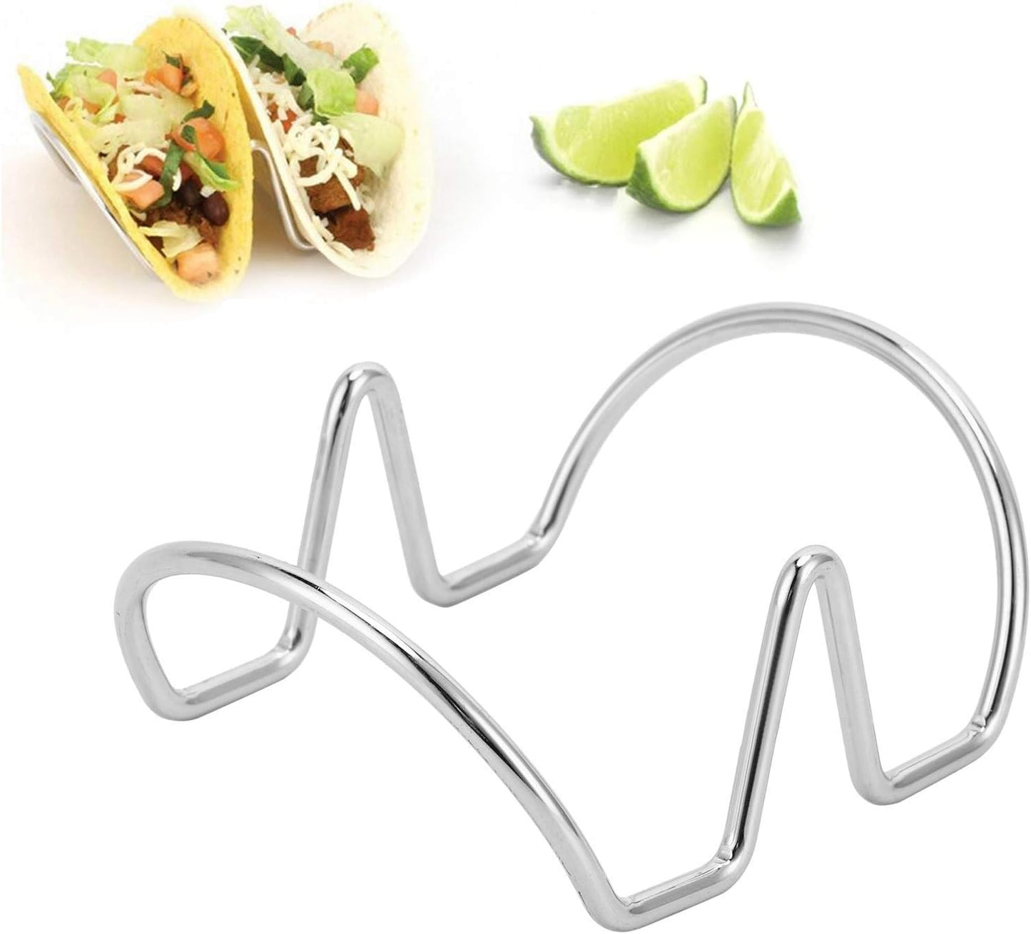 Taco Holders for the Individual Serving, 2 Pack Stackable Stainless Steel Taco Holder Stands Versatile Wire Taco Rack for Holding Hard or Soft Tacos (U-shaped 2 grid)