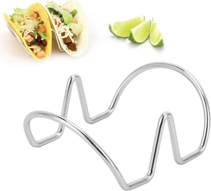 Taco Holders for the Individual Serving, 2 Pack Stackable Stainless Steel Taco Holder Stands Versatile Wire Taco Rack for Holding Hard or Soft Tacos (U-shaped 2 grid)