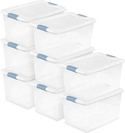 Sterilite 6-Pack Latching Box, Under Bed Storage Bins with Lids, Clear Plastic, 25 Quart - Heavy-Duty Organizing Containers for Closet, Bathroom, and Office
