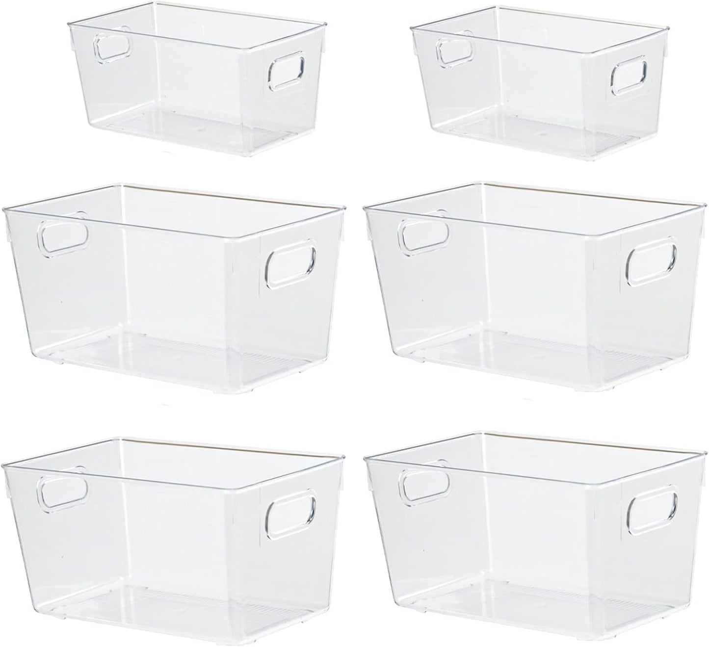 ZEXALOR 10 PACK Clear Storage Bins Clear Storage Containers for Kitchen Pantry Organization, Organizing Bins with Built in Handles, Cabinet Organizers