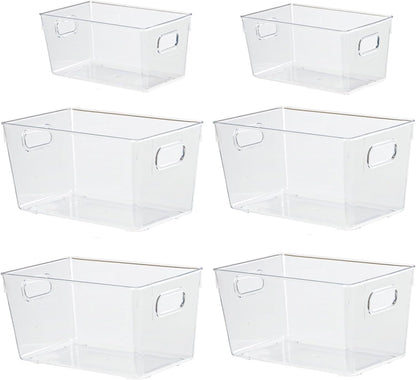 ZEXALOR 10 PACK Clear Storage Bins Clear Storage Containers for Kitchen Pantry Organization, Organizing Bins with Built in Handles, Cabinet Organizers