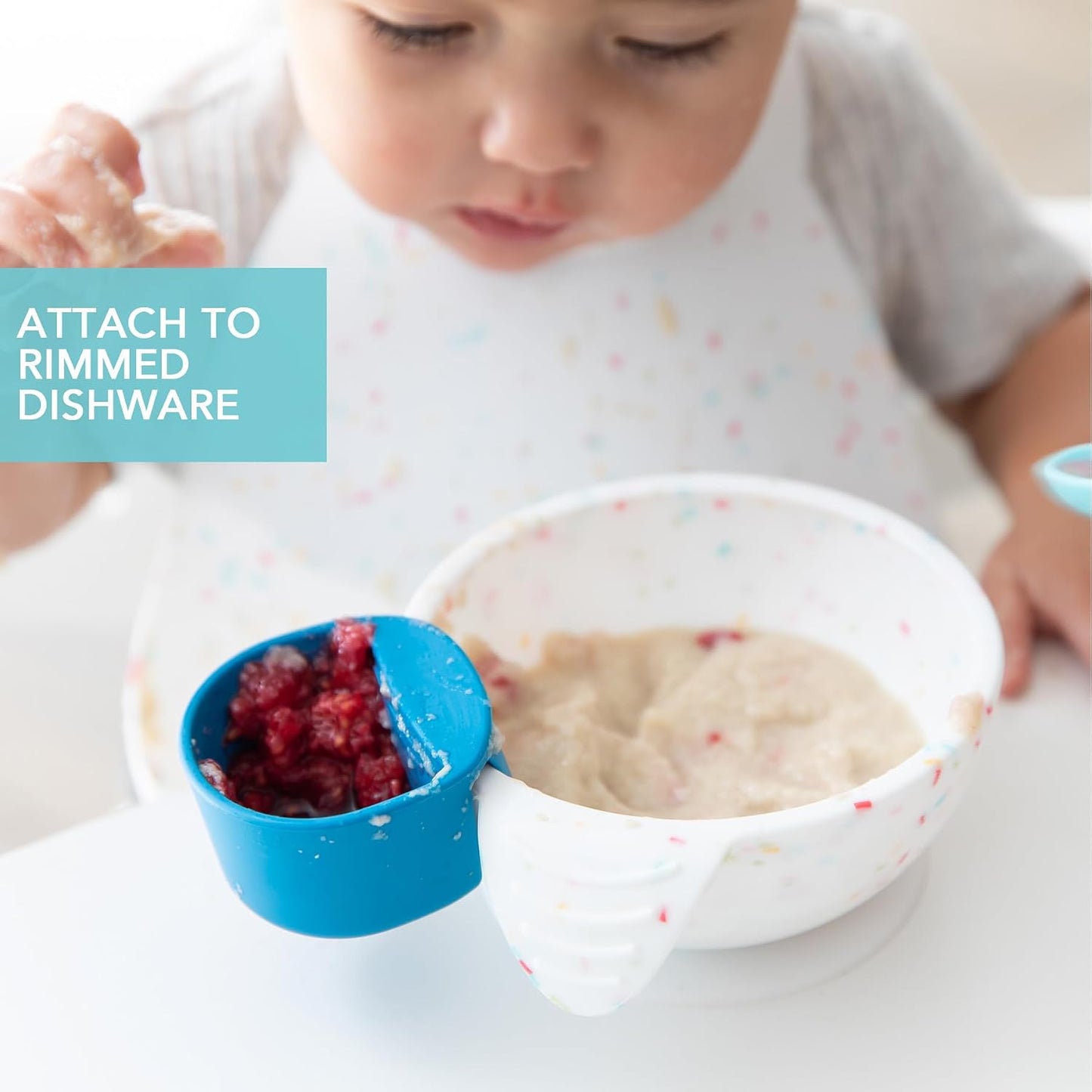 Bumkins Baby Silicone Little Dippers, Attaches to Bowls, Dishes and Plates, Sauce Cup, Holds Condiments, Dip, Puree, Toppings, Baby Led Weaning, Essential Feeding Supplies, Babies 6 Months Up, Pink