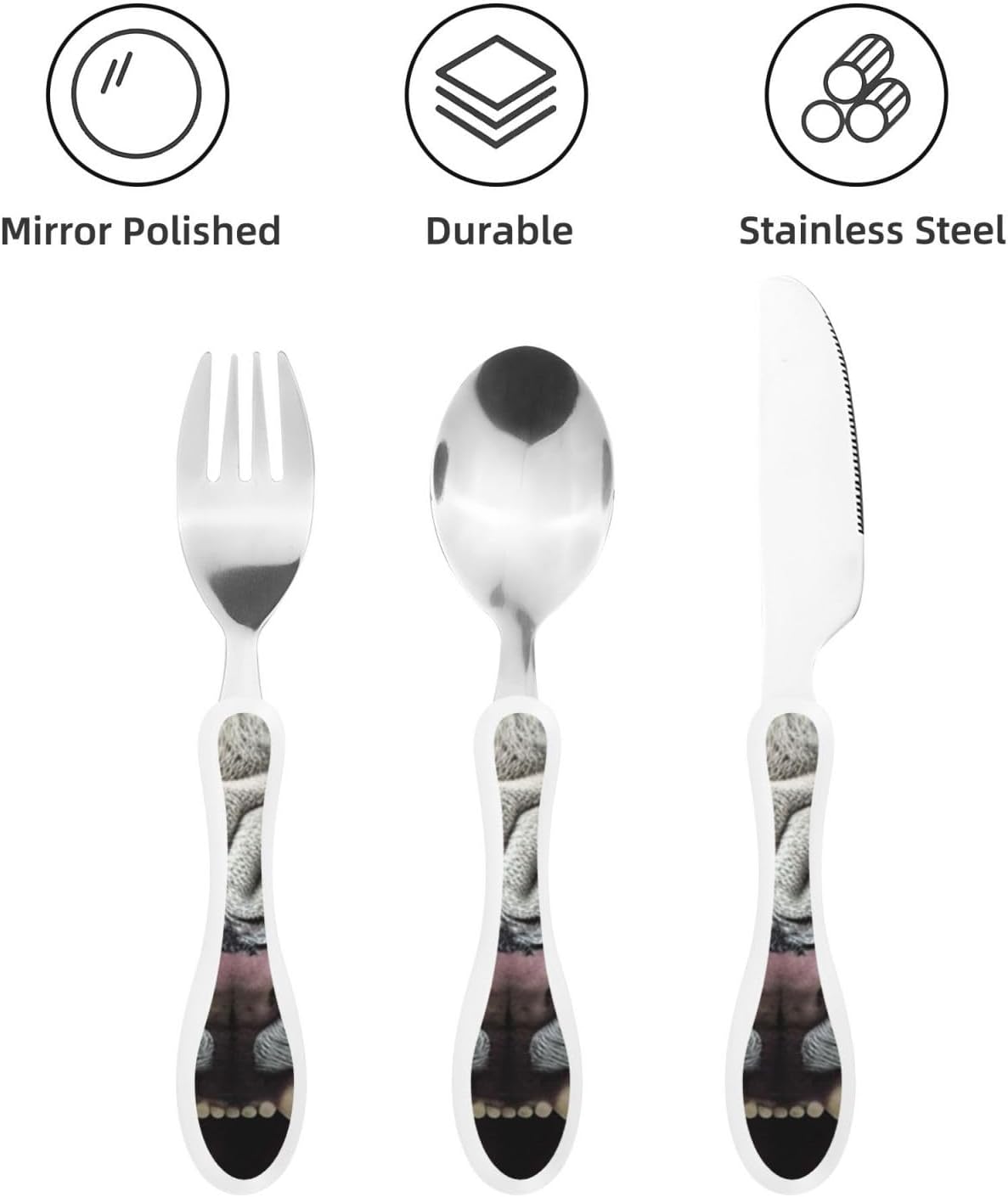 3-Piece Kids Silverware Set With Storage Case, Stainless Steel Reusable Children Safe Knife Spoon Fork Set Tropical Sunset Seaside Children Flatware Set For Kids Lunch Box