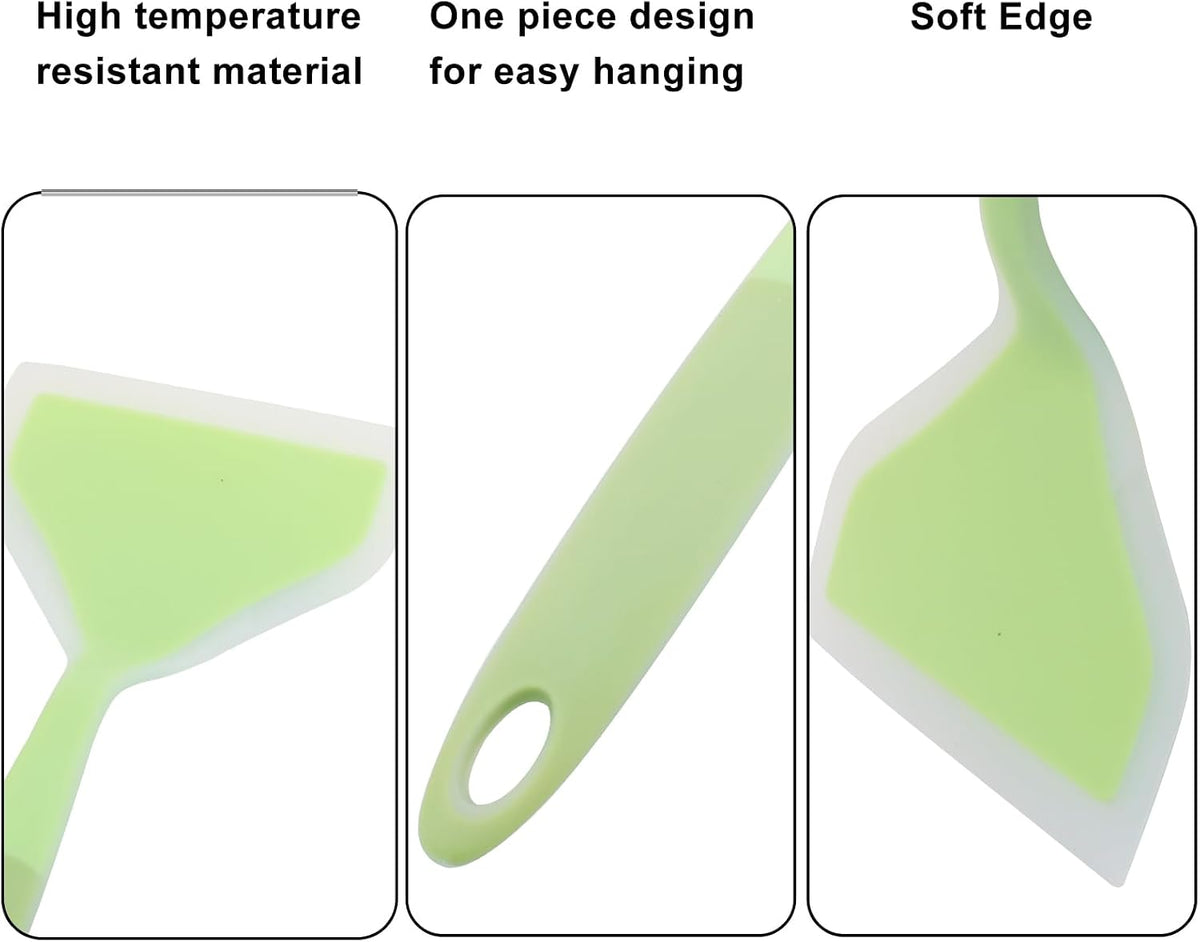 BokWin 2 Pack Wide Silica Gel Pancakes Spatula Turner, Red