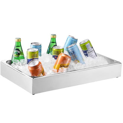 VEVOR Chilled Condiment Server, 4 Compartment Ice Cooled Condiment Serving Container, Chilled Garnish Tray Bar Caddy with Lid, for Bartending & Serving Taco, Salad, Fruit, Home & Restaurant Supplies