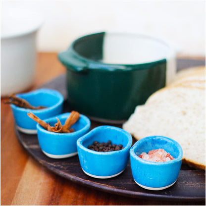 roro Ceramic Stoneware Mini Pinch Bowls Set of 6, Hand-Molded Artisanal Glossy Speckled White, Salt Pepper Spices and Seasoning - Cute and Elegant Kitchen Addition