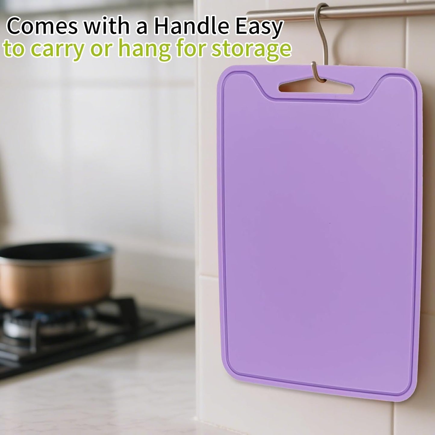 Silicone Cutting Board for Kitchen, 11.8''x 8.6'' Flexible Cutting Boards, BPA Free Non Slip Cutting Mat for Meat, Vegetables and Fruit with Easy Grip Handle, Dishwasher Safe (Deep purple)