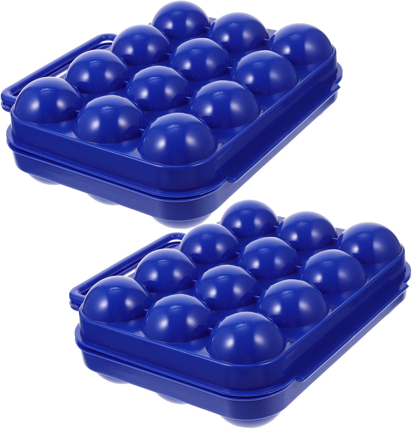 Yardwe 2pcs 12 Egg Container Outdoor Camping Egg Holder Portable Eggs Carrier with Handle Egg Storage Box for Outdoor Picnic Home Fridge Refrigerator Blue