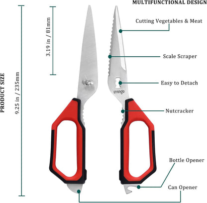 LIVINGO Kitchen Scissors 9.25" All Purpose Poultry Shears 2 Pack