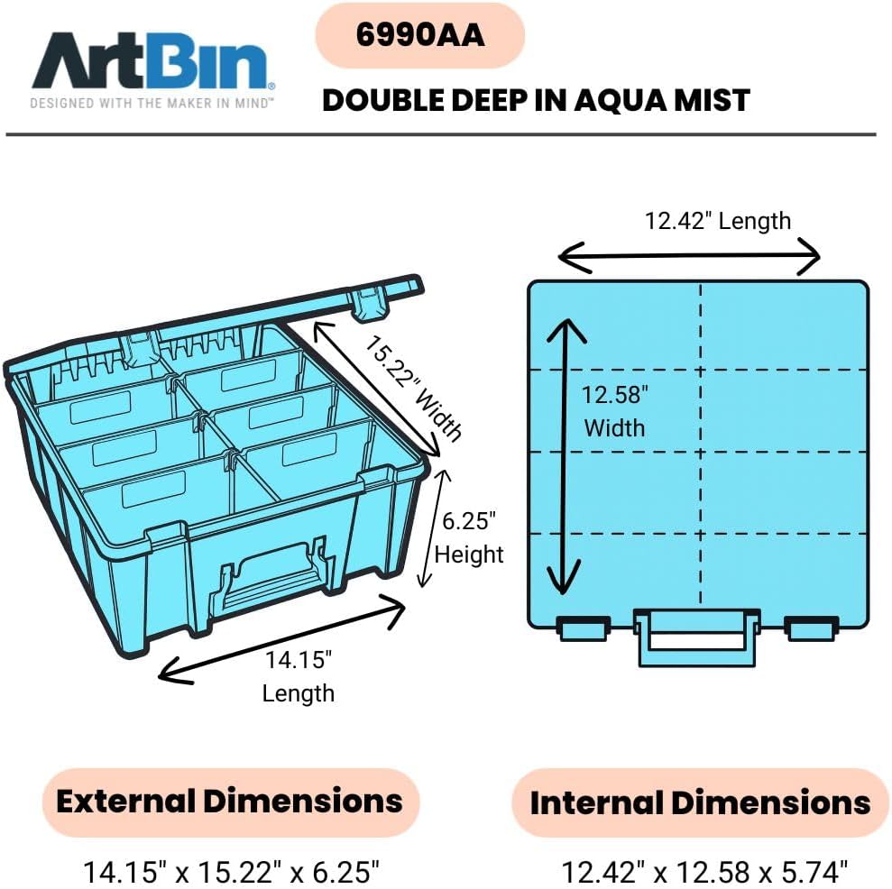 ArtBin 6990SO Super Satchel Double Deep Compartment Box - Art Storage with 8 Removable Compartments, Smart Closure for Craft Supplies (Gold - Pack of 1)