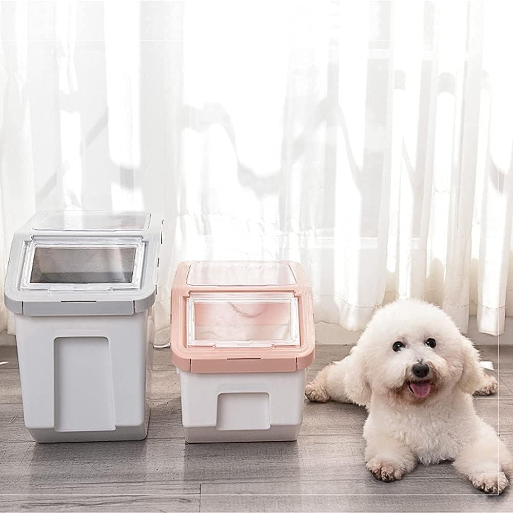 25LB/13L Airtight Flour Rice Grain Cereal Storage Container With Spoon & Measuring Cup & Handle, 2 Pack (Holds 50LBS) Pet Dog Cat Dry Food Bin, Easy to Move & Keep Food Fresh(400 oz)