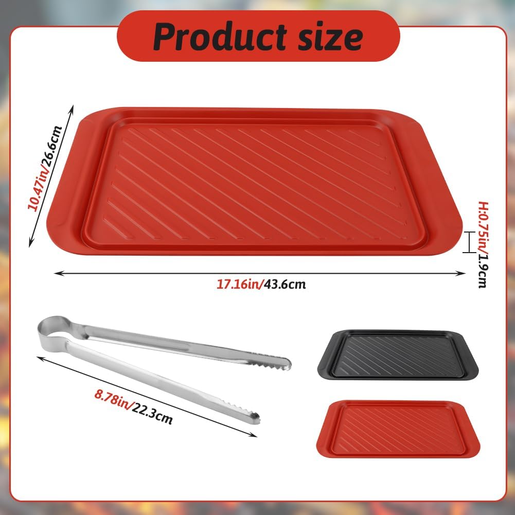 2Pack Grilling Prep and Serve Trays,Melamine Serving Tray for Food,Grilling Prep Trays BBQ Platters for Cooked and Ra-w Meat, Outdoor, Party,Marinating Meats