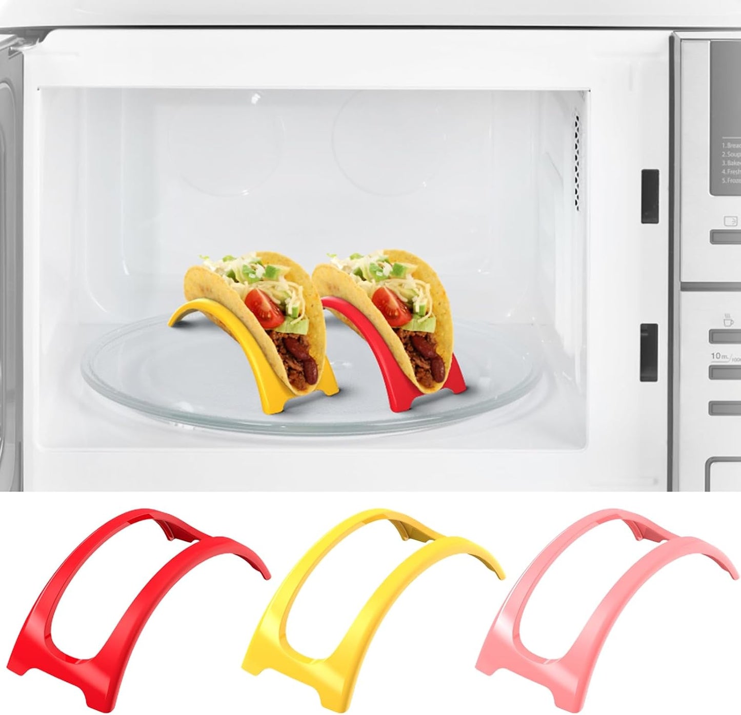 Taco Holder Stand, 6/12Pcs Taco Tray Plates Racks Stackable Colorful Taco Bar Serving Set, Fondue Pot for Burritos, Nachos, and Fajitas Yellow 6pcs