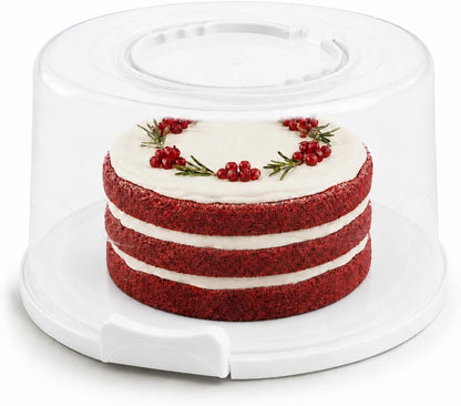 EXTRA LARGE & EXTRA STURDY Cake Carrier, Cake Stand with Lid and Foldable Handles - Multifunctional Serving Platter and Cake Plate - Cake Container with Dome and Strong Snaps 13 x 13 x 7 inch (Green)