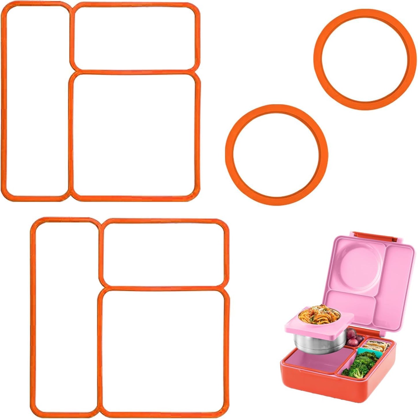 4 pack Lid Seal Gasket For OmieBox,Fit Seal Replacement for Kids Bento Box,Made from Food-Safe Silicone Rubber,Essential Lunch Bento Box Accessories for Kids,Ensures Leak-Proof Freshness(Blue&Purple)