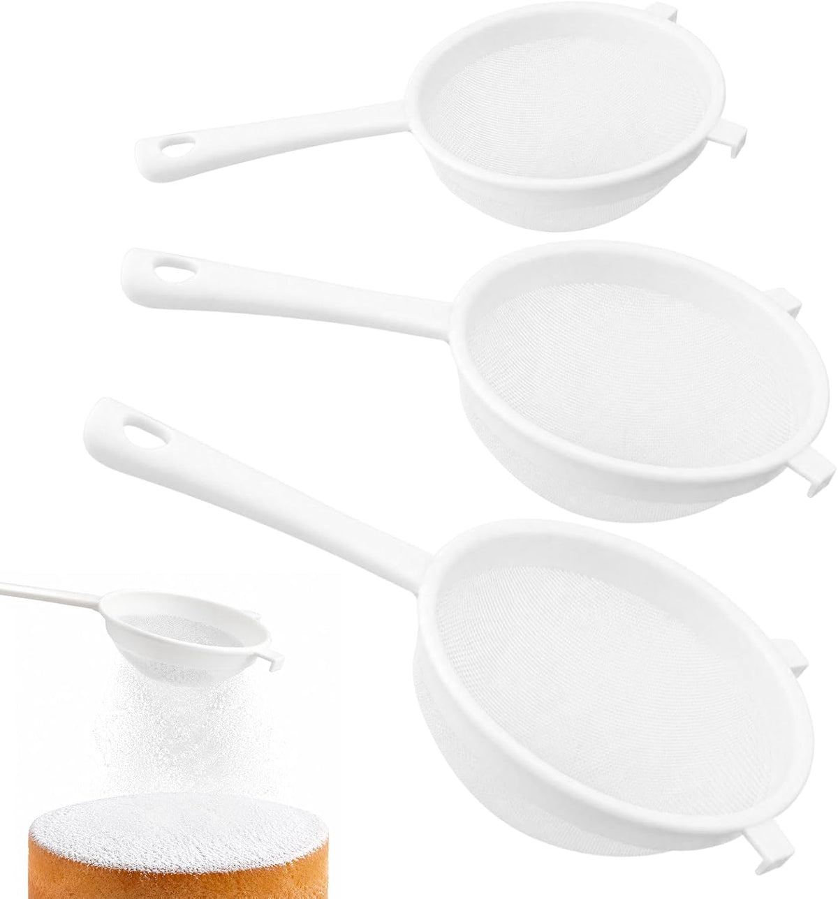 3Pcs Mesh Strainer Set, 3 Sizes Ultra Plastic Fine Colander Filter Spoon