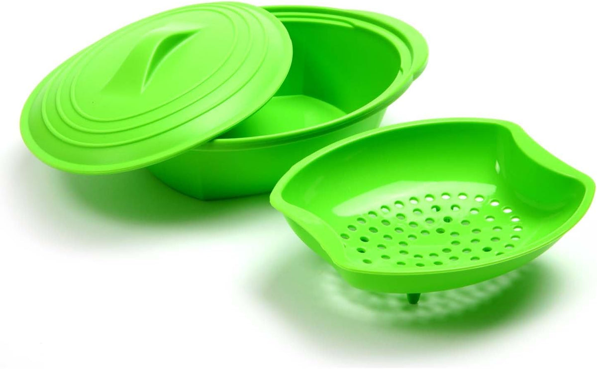 Norpro Silicone Steamer with Insert, Green, 1 Count (Pack of 1)