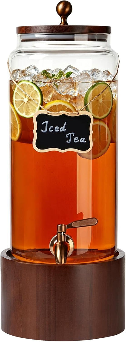2 * 1 Gallon Glass Drink Dispenser for Parties Beverage Dispenser