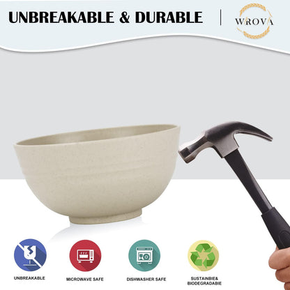 Wheat Straw Bowl Sets,8 PCS Unbreakable Cereal Bowl 26 OZ,Microwave and Dishwasher Safe Bowls,Bowl Sets for Camping and Picnic BPA Free Colorful Salad Bowls for Serving Soup,Oatmeal and Fruit Etc…