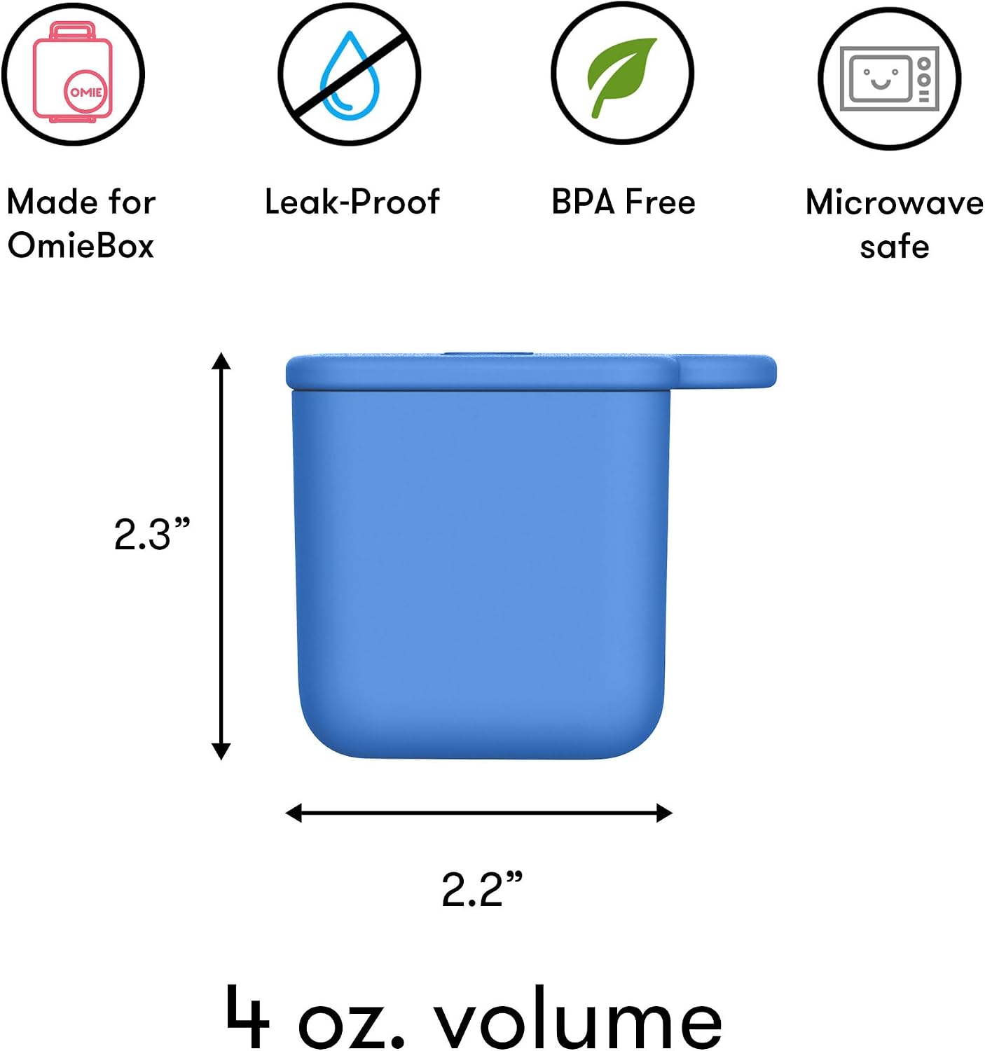 OmieBox (2 pack) Leakproof Dips Containers To Go, Salad Dressing Container, Condiment Container with Lids - Food Safe Silicone - 4 ounces (Blue/Lime)