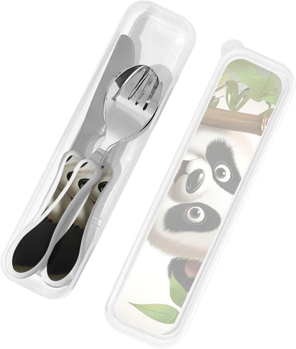 3-Piece Kids Silverware Set With Storage Case, Stainless Steel Reusable Children Safe Knife Spoon Fork Set Colorful Abstract Dragonfly Children Flatware Set For Kids Lunch Box