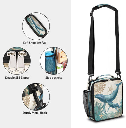 cfpolar Skull Skateboard Lunch Box for Boys Girls, Insulated Lunch Bags for Kids Reusable Mini Cooler Lunch Tote Lunchbox Thermal Meal Tote Kit with Shoulder Strap for Work School Picnic