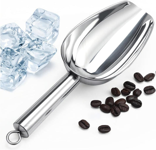 6 Oz Upgraded & Thickened Stainless Steel Ice Scoop, Kitchen Ice Scooper