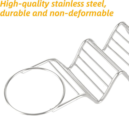 Stainless Steel Taco Holder 4 Packs Grill & Oven Safe Taco Holders with 2 Sauce Cups and Spoon Each Metal Taco Stands for 3 Tacos Taco Shell Stands for Taco Bar Gifts & Accessories