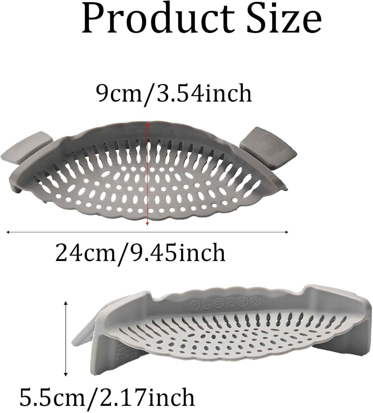 Blue Silicone Clip On Strainer, Universal Pot Colander for Draining Pasta, Vegetables and Kitchen Cooking