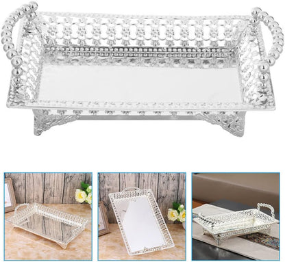 LIFKOME Cake Display Plate Silver Footed Fruit Basket Tray Metal Dessert Display Platter Decorative Snacks Plate Cake Serving Dish Appetizers Platter Tray for Home Party Kitchen