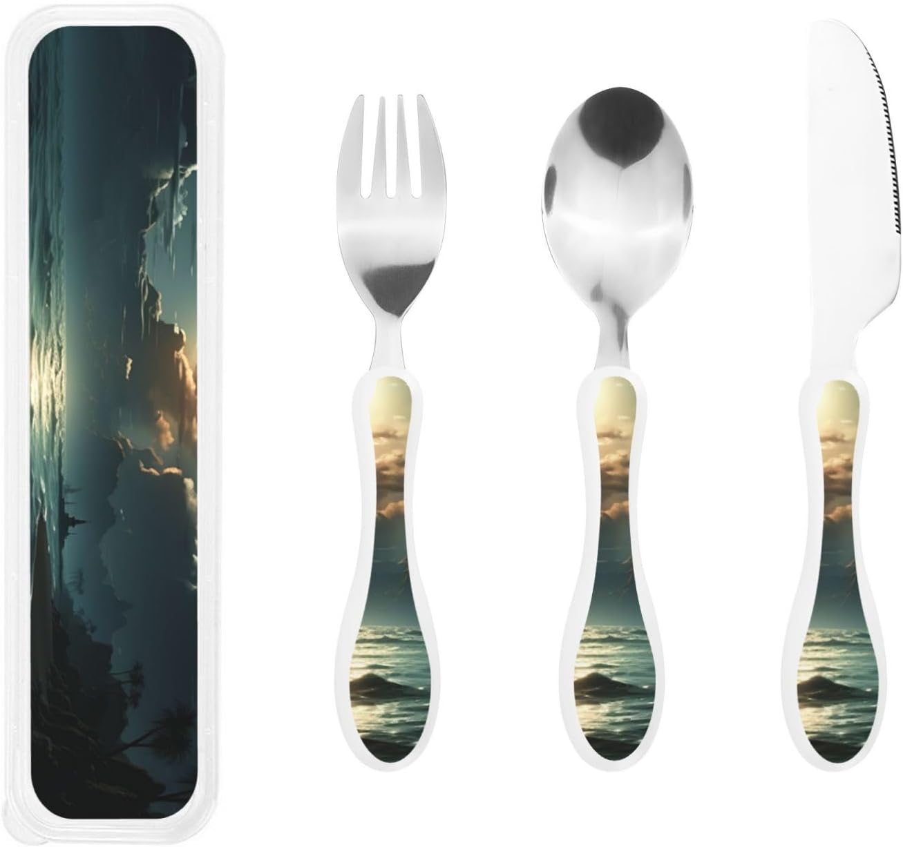 3-Piece Kids Silverware Set With Storage Case, Stainless Steel Reusable Children Safe Knife Spoon Fork Set Samurai Children Flatware Set For Kids Lunch Box