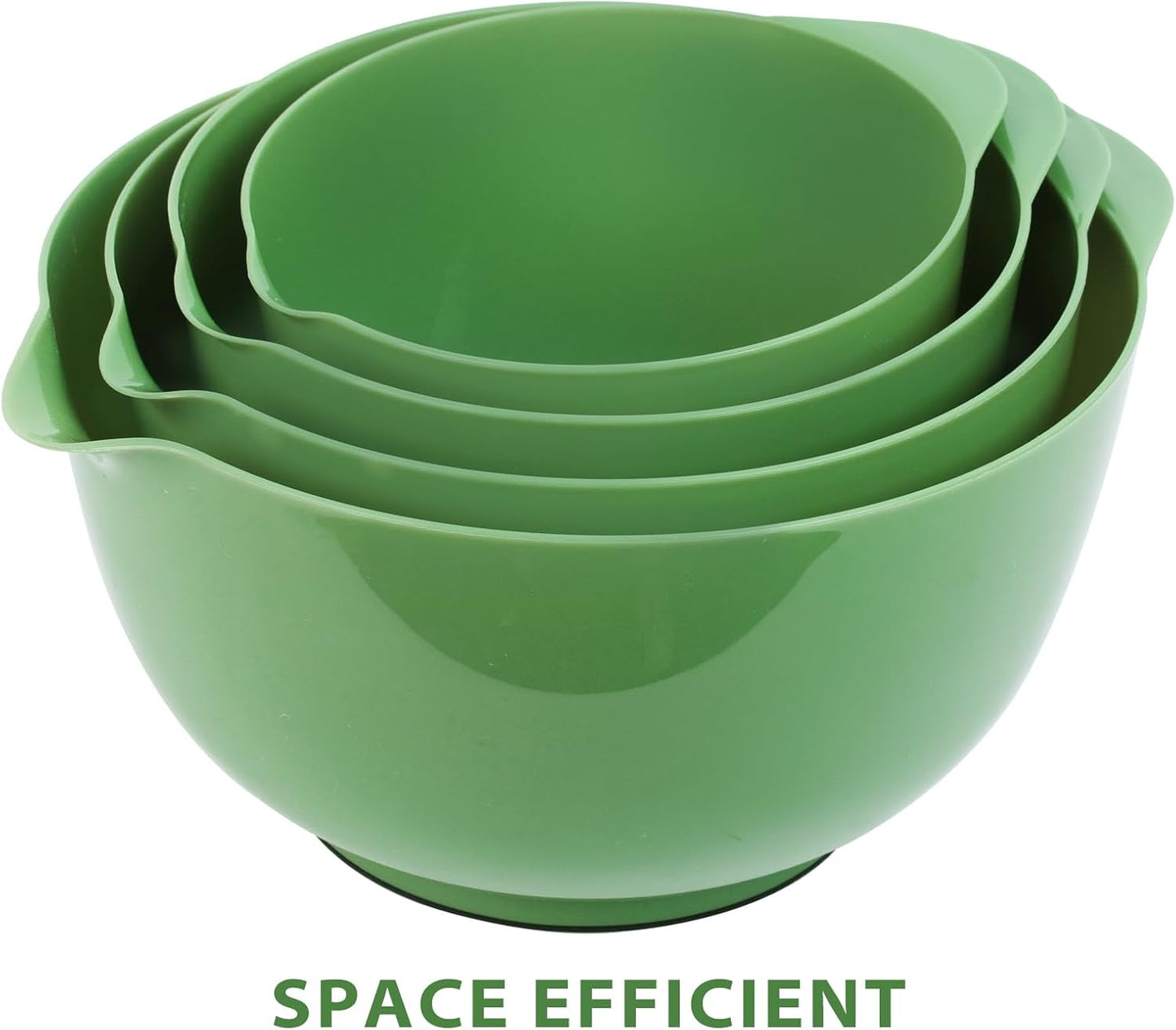 BoxedHome Nesting Plastic Mixing Bowl Set With Pour Spout, Microwave and Dishwasher Safe, BPA free Non-Slip Base, Set of 4 Size 1.7, 2.5, 3.5 and 4.5qt, Great for Prepping, Baking, Cooking (Dark Blue)