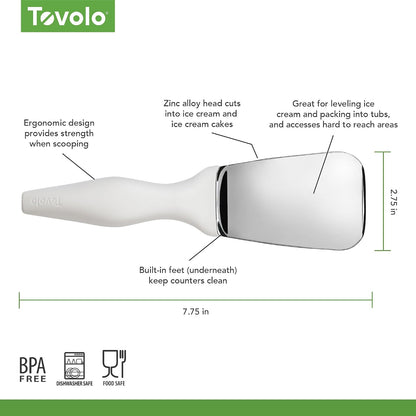 Tovolo Ice Cream Scoop Stratus Blue Dishwasher Safe Heavy Duty Ice Cream Scooper with Elevated Tilt Up Design, Heat Retaining Ice Cream Scoops with Non Slip Handle for Cookie Dough, Gelato, Sorbet