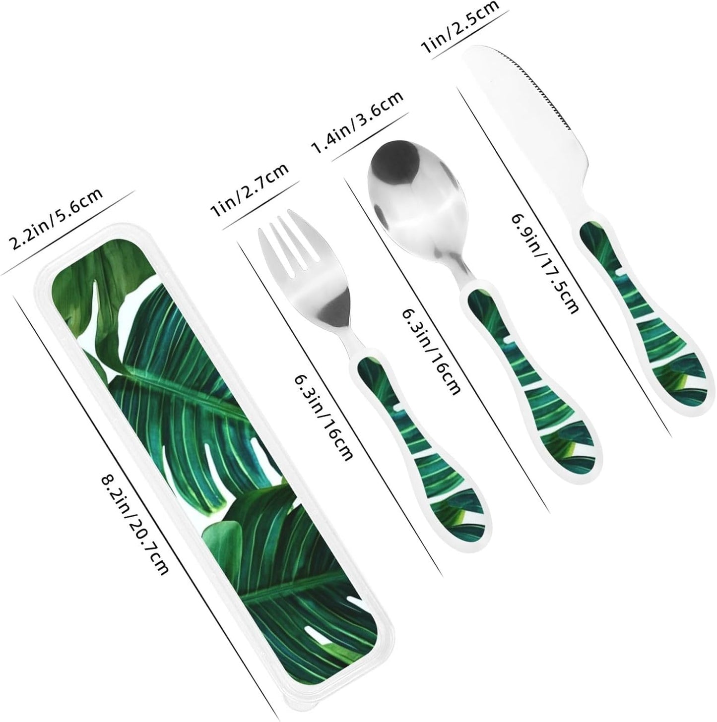 3-Piece Kids Silverware Set With Storage Case, Stainless Steel Reusable Children Safe Knife Spoon Fork Set Blue Active Girl Running Sunset Children Flatware Set For Kids Lunch Box - Colors B