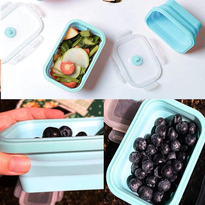 Alimat PluS 40.5oz Silicone Collapsible Food Storage Containers with Lids, 3 Pack Set 1200ml Folding Large Meal Prep Lunch Containers, Microwave, Freezer and Dishwasher Safe