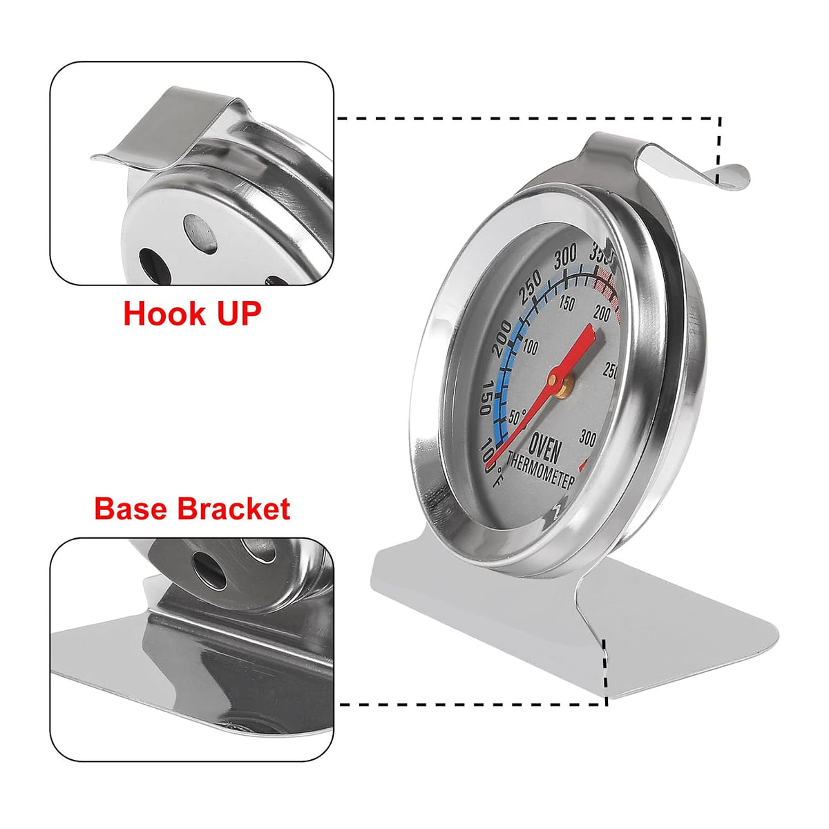 Oven Thermometer 100-600°F/50-300°C Stainless Steel Kitchen Cooking Thermomete OvenTemperature Gauge Grill Fry Chef Thermometer Oven Baking Chef Thermometer for Kitchen Cooking Baking