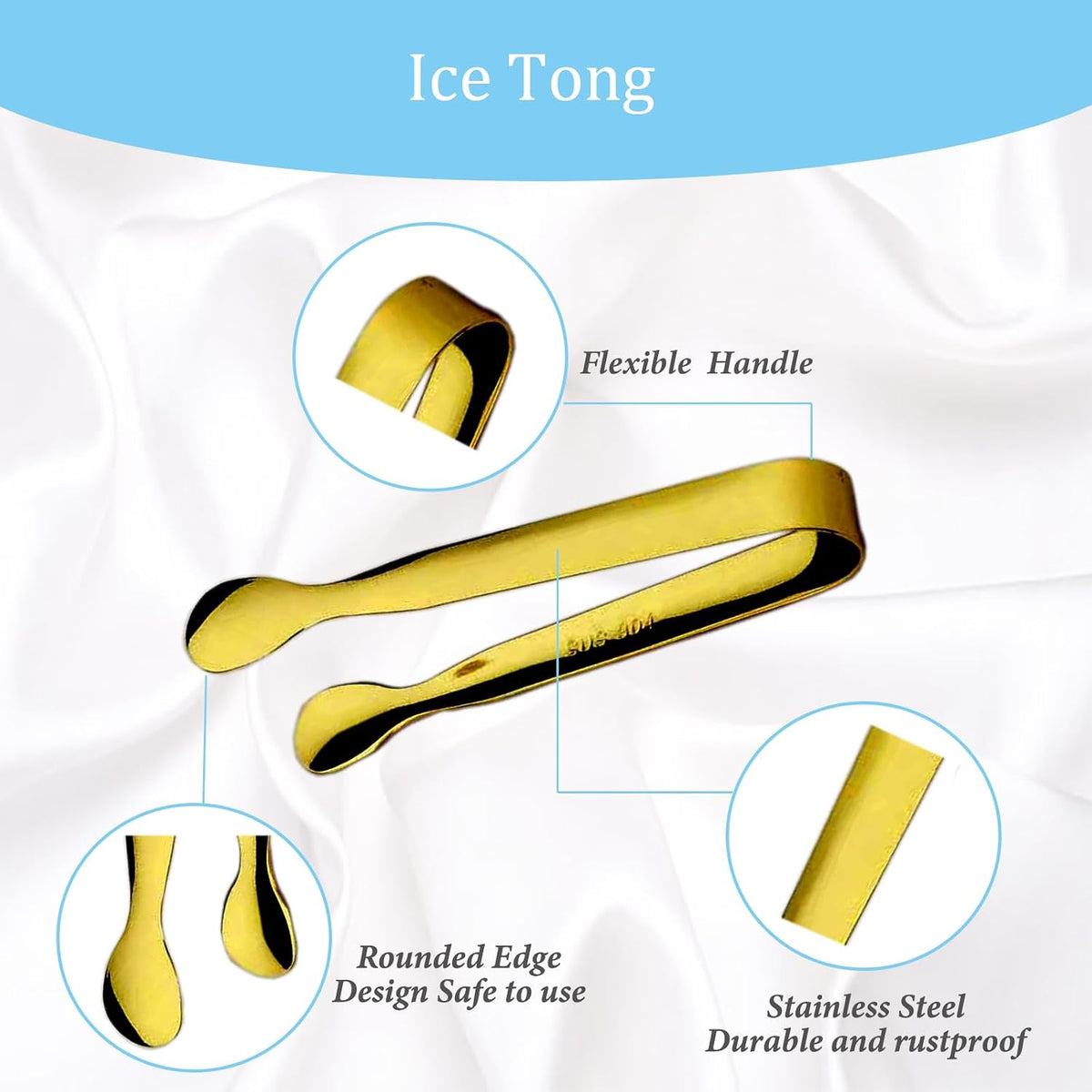 Ice Tongs Mini Sugar Tongs 4.25Inch Stainless Steel Kitchen Utensils Set,Small Serving Tong and Tiny Kitchen Tong for Appetizers,Tea Party, Coffee Bar, Desserts by Sunenlyst (Silver)