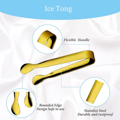 Ice Tongs Mini Sugar Tongs 4.25Inch Stainless Steel Kitchen Utensils Set,Small Serving Tong and Tiny Kitchen Tong for Appetizers,Tea Party, Coffee Bar, Desserts by Sunenlyst (Silver)